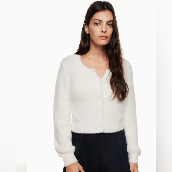 NWOT Aritzia Sunday Best Carmen Cardigan Knit Yarn Super Soft BLUE Size Small - Picture 5 of 17